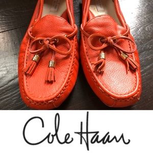 EUC - Women’s COLE HAAN Orange Leather Grant Driver Slip-On Loafer - Size 6.5